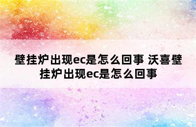 壁挂炉出现ec是怎么回事 沃喜壁挂炉出现ec是怎么回事